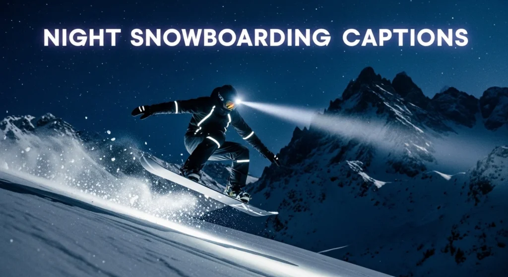 Night Snowboarding Captions