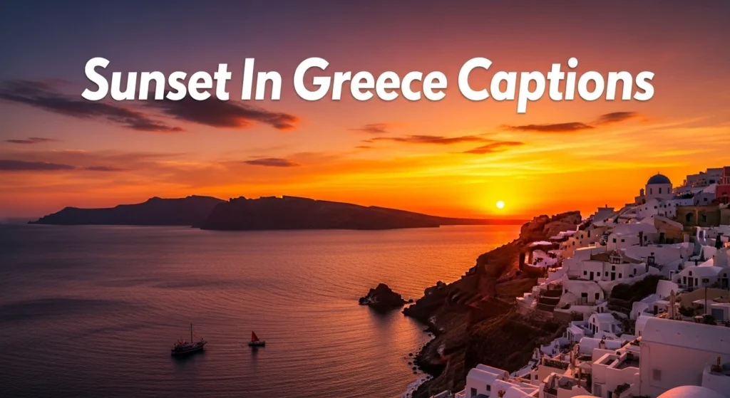 Sunset In Greece Captions