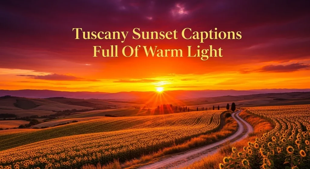 tuscany sunset captions full of warm light
